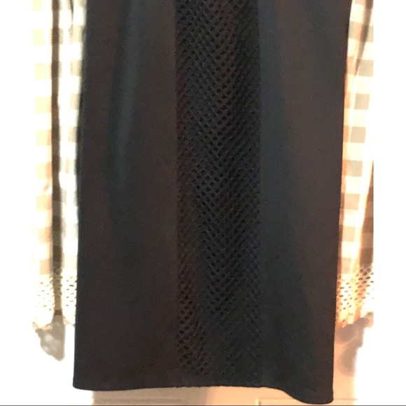 Gently Used Black,fitted,Midi-skirt w/“fishnet” pattern up&down the center - Picture 6 of 8